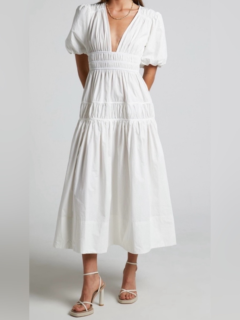 Showpo White Tiered Dress